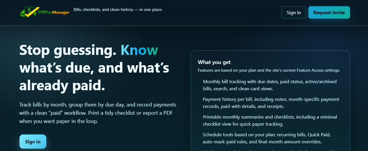 Screenshot of BillPayManager