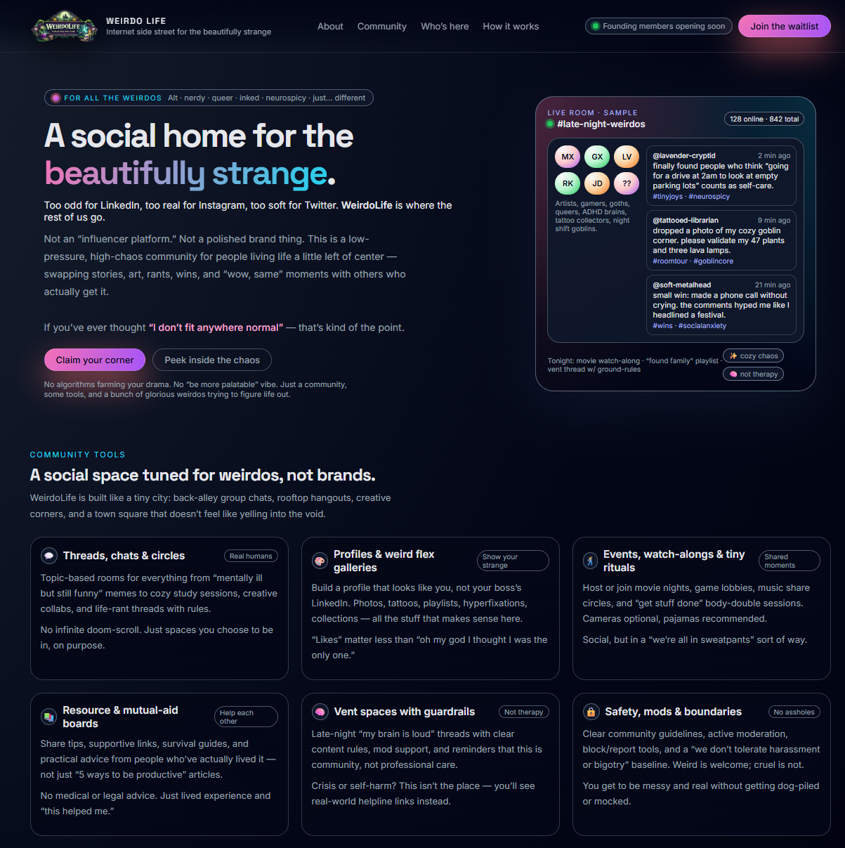 Screenshot of WeirdoLife.com