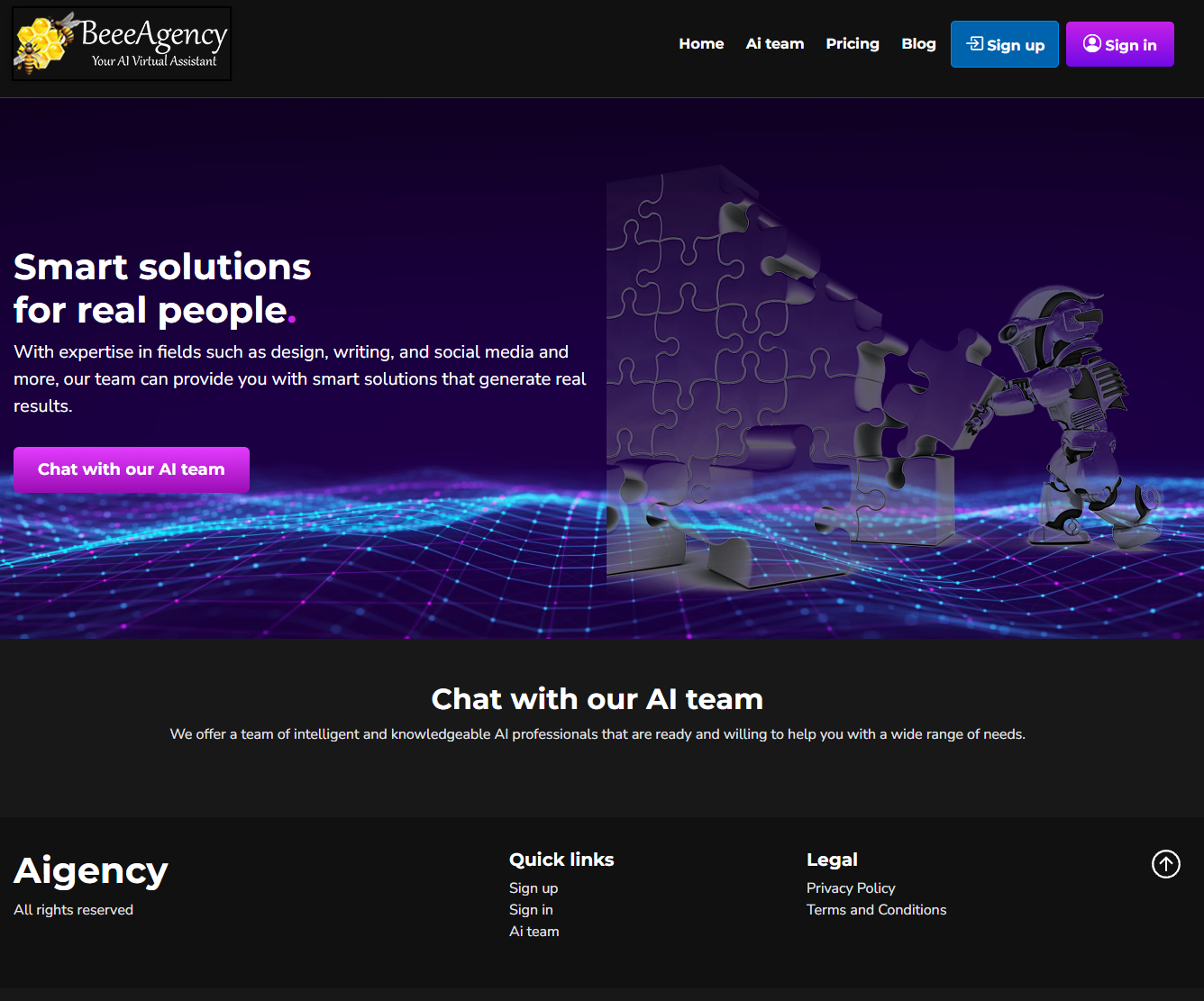Screenshot of Aigency