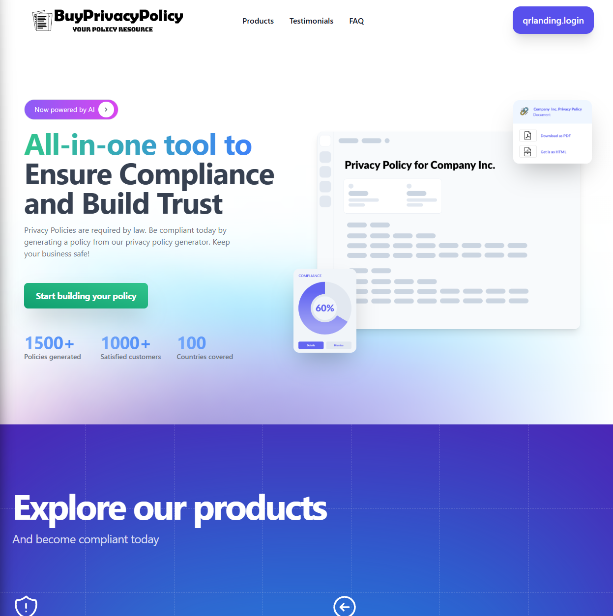 Screenshot of BuyPrivacyPolicy.com